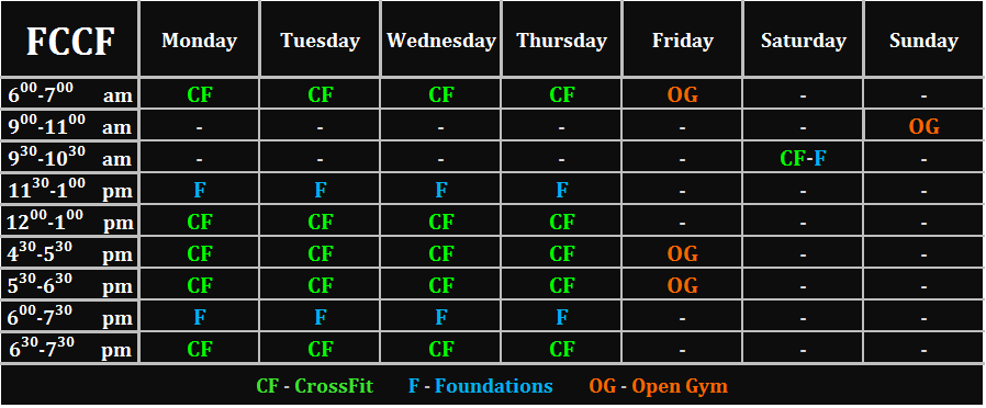 FCCF Schedule March '14